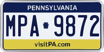 PA license plate MPA9872