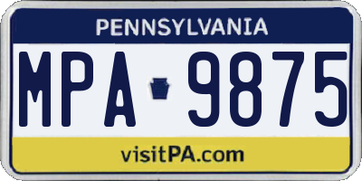 PA license plate MPA9875