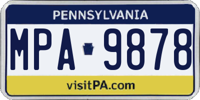 PA license plate MPA9878