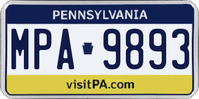 PA license plate MPA9893