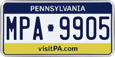 PA license plate MPA9905