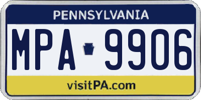 PA license plate MPA9906