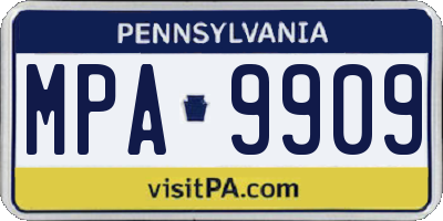 PA license plate MPA9909