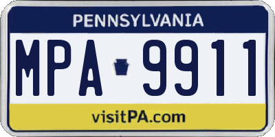 PA license plate MPA9911