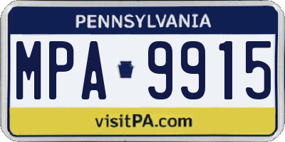 PA license plate MPA9915