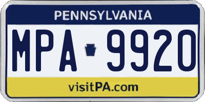 PA license plate MPA9920