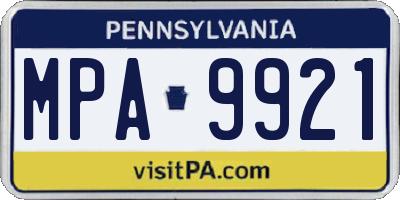 PA license plate MPA9921
