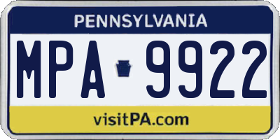 PA license plate MPA9922