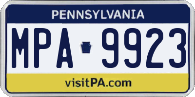 PA license plate MPA9923