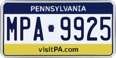 PA license plate MPA9925