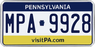 PA license plate MPA9928