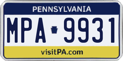 PA license plate MPA9931