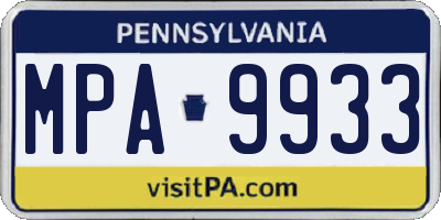 PA license plate MPA9933