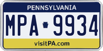 PA license plate MPA9934