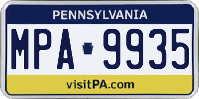 PA license plate MPA9935