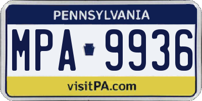 PA license plate MPA9936