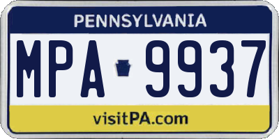 PA license plate MPA9937