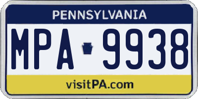 PA license plate MPA9938