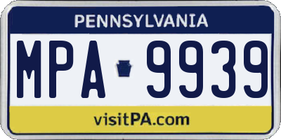 PA license plate MPA9939