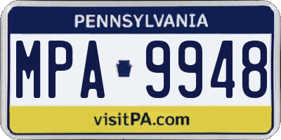 PA license plate MPA9948