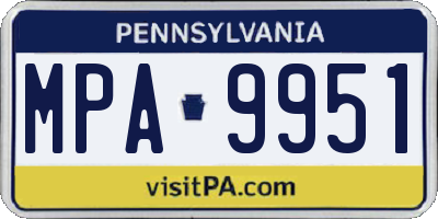 PA license plate MPA9951