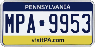 PA license plate MPA9953