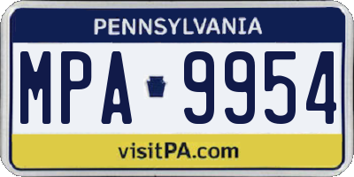 PA license plate MPA9954