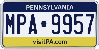 PA license plate MPA9957