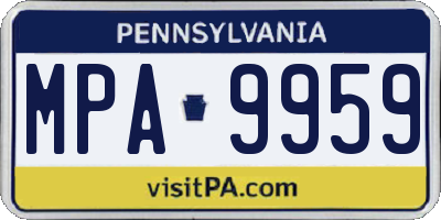 PA license plate MPA9959