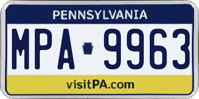 PA license plate MPA9963