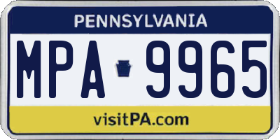 PA license plate MPA9965