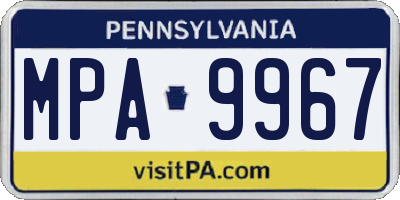 PA license plate MPA9967