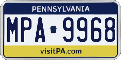 PA license plate MPA9968