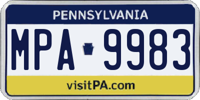 PA license plate MPA9983