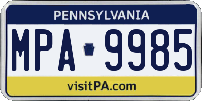 PA license plate MPA9985
