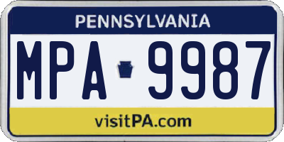 PA license plate MPA9987
