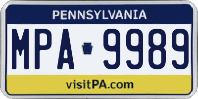 PA license plate MPA9989