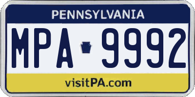 PA license plate MPA9992