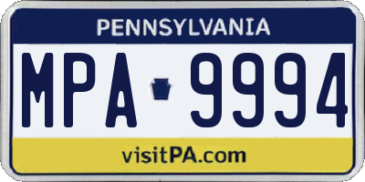 PA license plate MPA9994