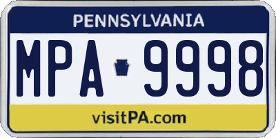 PA license plate MPA9998