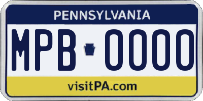 PA license plate MPB0000