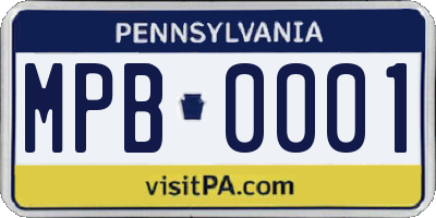 PA license plate MPB0001