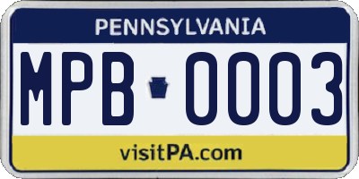 PA license plate MPB0003