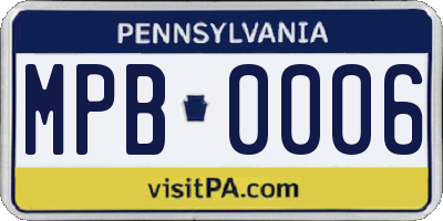 PA license plate MPB0006