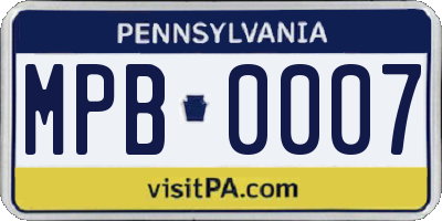PA license plate MPB0007