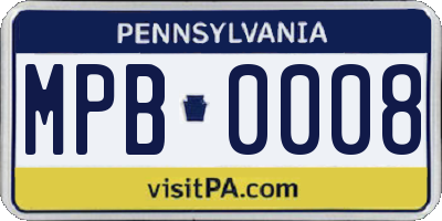 PA license plate MPB0008