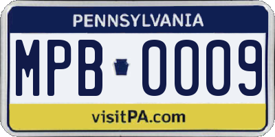PA license plate MPB0009