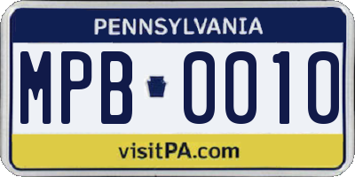 PA license plate MPB0010