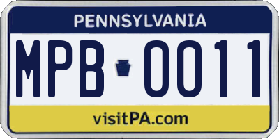 PA license plate MPB0011