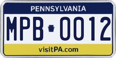 PA license plate MPB0012
